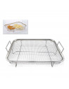 Bandeja, rejilla de horno de acero inoxidable con patas y asas 31,7 x 22,4 x 8 cm, rejilla rectangular para hornear, asado, gril