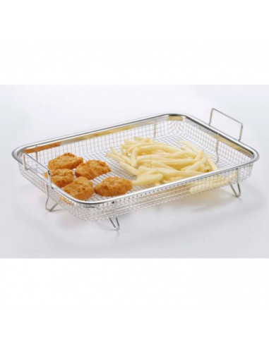Bandeja, rejilla de horno de acero inoxidable con patas y asas 31,7 x 22,4 x 8 cm, rejilla rectangular para hornear, asado, gril