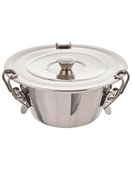 Tradineur - Flanero de acero Inoxidable con tapa y cierres de pinzas - Recipiente para elaborar flanes, repostería, cocina - Apt