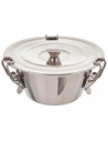 Tradineur - Flanero de acero Inoxidable con tapa y cierres de pinzas - Recipiente para elaborar flanes, repostería, cocina - Apt