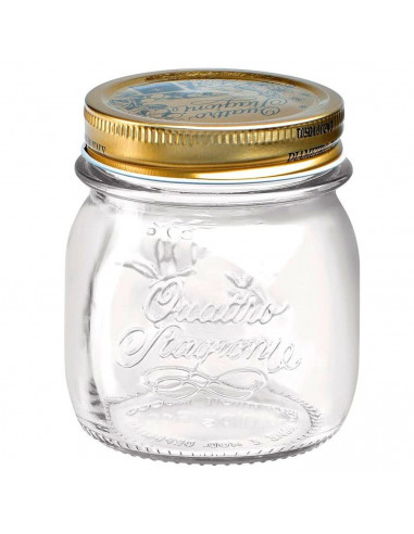 Tradineur - Bote multiusos transparente con rosca metálica - Fabricado en vidrio - Capacidad 250 ml - Almacenamiento de objetos