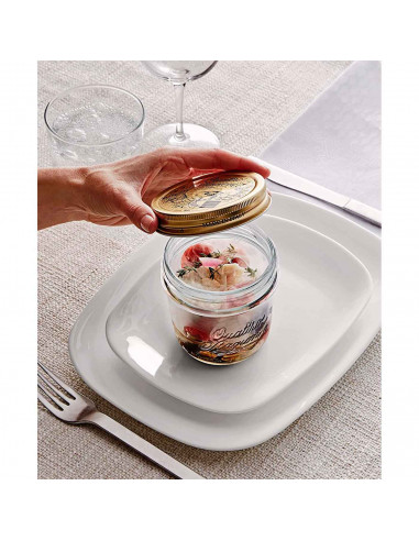 Tradineur - Bote multiusos transparente con rosca metálica - Fabricado en vidrio - Capacidad 250 ml - Almacenamiento de objetos