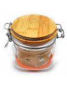 Tarro hermético de vidrio 500 ml, bote, frasco con tapa de madera 9,5 x 10,2 cm, ideal para conservas, caramelos, galletas, legu