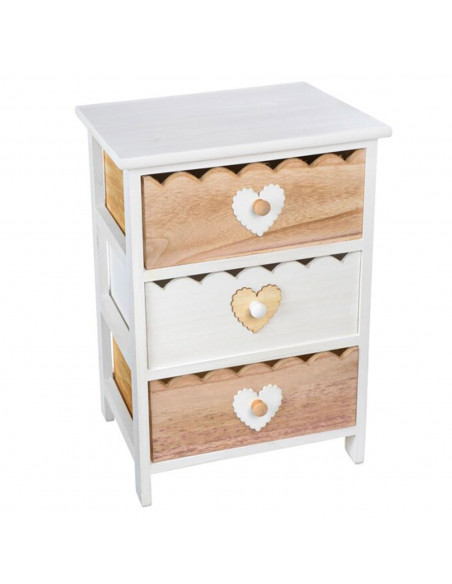 Cajonera blanca de madera con 3 cajones, 58 x 40 x 29 cm, diseño con corazones, torre de ordenación, mueble auxiliar almacenamie Cajonera blanca de madera con 3 cajones, 58 x 40 x 29 cm, diseño con corazones, torre de ordenación, mueble auxiliar almacenamie