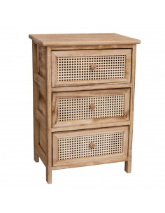 Cajonera marrón de madera, 3 cajones con rejilla, 58 x 40 x 29 cm, diseño clásico, torre de ordenación, mueble auxiliar almacena