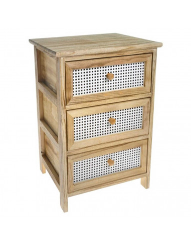 Cajonera marrón de madera, 3 cajones con rejilla, 58 x 40 x 29 cm, diseño clásico, torre de ordenación, mueble auxiliar almacena