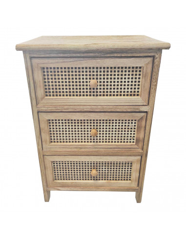 Cajonera marrón de madera, 3 cajones con rejilla, 58 x 40 x 29 cm, diseño clásico, torre de ordenación, mueble auxiliar almacena