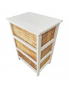 Cajonera de madera blanca con 3 cajones marrones, 58 x 40 x 29 cm, diseño con corazones, torre de ordenación, mueble auxiliar al