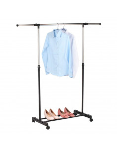 Perchero extensible con ruedas 89/145 x 41 x 93/155 cm, perchero burro con barra y estante para calzado, altura y anchura ajusta