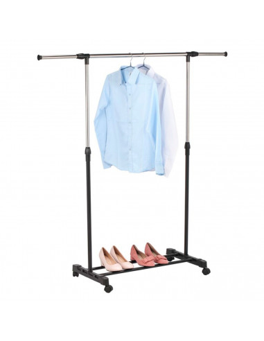 Perchero extensible con ruedas 89/145 x 41 x 93/155 cm, perchero burro con barra y estante para calzado, altura y anchura ajusta