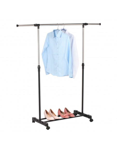 Perchero extensible con ruedas 89/145 x 41 x 93/155 cm, perchero burro con barra y estante para calzado, altura y anchura ajusta