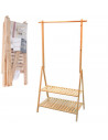 Perchero zapatero de madera 2 baldas y colgador 75 x 40 x160 cm, soporte ropa, zapatos, bolsos para entrada, recibidor, dormitor