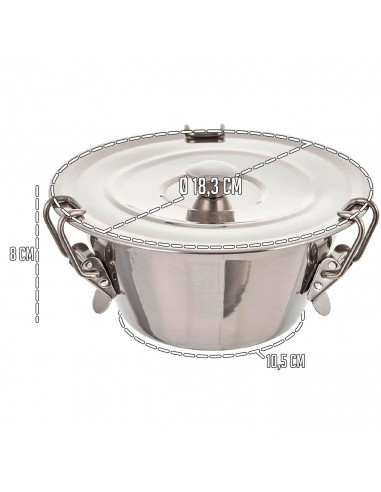 Tradineur - Flanero de acero Inoxidable con tapa y cierres de pinzas - Recipiente para elaborar flanes, repostería, cocina - Apt