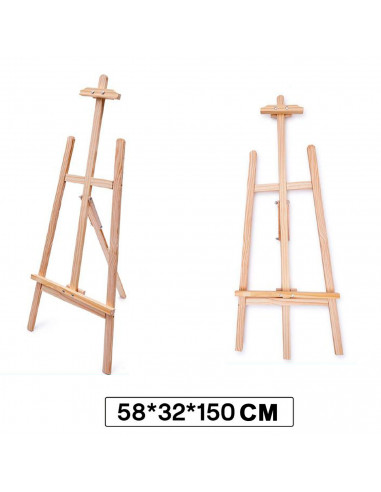 Tradineur - Caballete de madera de 150 cm para pintura, regulable en altura e inclinación, soporte de lienzos para pintar al óle