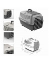 Tradineur - Transportín para perros, gatos portátil y transpirable 48 x 32 x 32 cm, porta mascotas de plástico desmontable con a