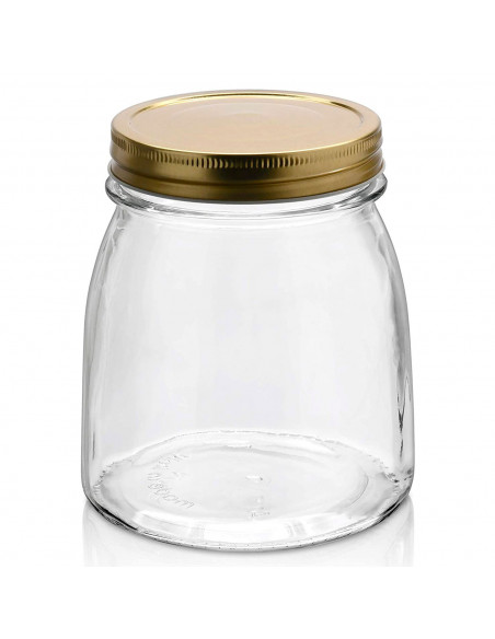 Tarro de vidrio multiusos 75 cl, bote redondo con tapa de rosca 12,7 x 11 cm, ideal para guardar alimentos, conservas, mermelada