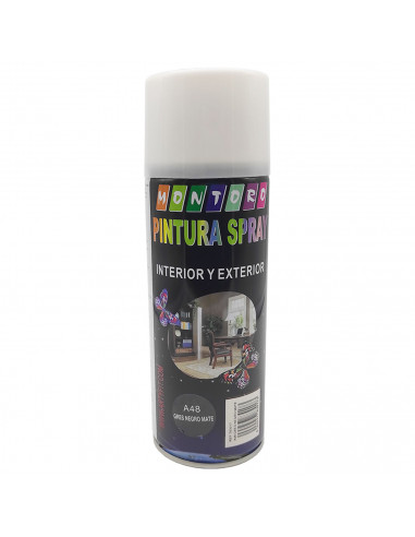 Montoro - Bote de pintura en spray A48 gris negro mate 400 ml, válido para multitud de superficies de interior y exterior, pintu