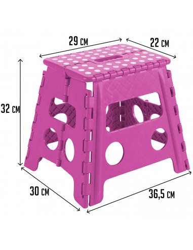 Tradineur - Taburete plegable infantil de pvc multiusos 32,5 x 28,5 x 21,5 cm, banqueta, asiento de plástico resistente para niñ