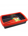 Arenero para gatos con pala 47 x 31 x 11 cm, bandeja higiénica con borde alto extraíble, gatera, caja arena sanitaria, base negr