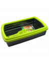 Arenero para gatos con pala 47 x 31 x 11 cm, bandeja higiénica con borde alto extraíble, gatera, caja arena sanitaria, base negr