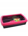 Arenero para gatos con pala 47 x 31 x 11 cm, bandeja higiénica con borde alto extraíble, gatera, caja arena sanitaria, base negr