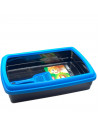 Arenero para gatos con pala 47 x 31 x 11 cm, bandeja higiénica con borde alto extraíble, gatera, caja arena sanitaria, base negr