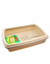 Tradineur - Arenero para gatos con pala 47 x 31 x 11 cm, bandeja higiénica con borde alto extraíble, gatera, caja arena sanitari