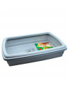 Tradineur - Arenero para gatos con pala 47 x 31 x 11 cm, bandeja higiénica con borde alto extraíble, gatera, caja arena sanitari