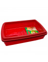 Tradineur - Arenero para gatos con pala 47 x 31 x 11 cm, bandeja higiénica con borde alto extraíble, gatera, caja arena sanitari