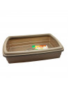 Tradineur - Arenero para gatos con pala 47 x 31 x 11 cm, bandeja higiénica con borde alto extraíble, gatera, caja arena sanitari