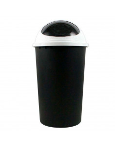 Tradineur - Cubo de basura de plástico con tapa 45 litros, 72 x 38,5 cm, contenedor de residuos, papelera con tapa deslizante, r