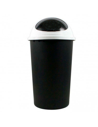 Tradineur - Cubo de basura de plástico con tapa 45 litros, 72 x 38,5 cm, contenedor de residuos, papelera con tapa deslizante, r