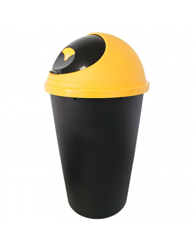 Tradineur - Cubo de basura de plástico con tapa 45 litros, 72 x 38,5 cm, contenedor de residuos, papelera con tapa deslizante, r