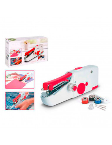 Máquina de coser portátil manual a pilas con accesorios, máquina coser a mano para principiantes, fácil de usar, puntada rápida,