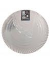 Bandeja de cartón plateada redonda con blonda, diámetro 38 cm, fuente reciclable para pasteles con encaje de papel, especial par