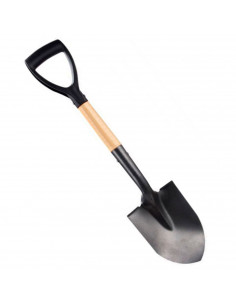 Tradineur - Pala de jardín con punta de hierro, mango de madera, asa de plástico para cavar, quitar nieve, trabajos de campo, la