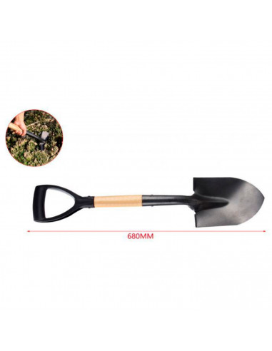 Tradineur - Pala de jardín con punta de hierro, mango de madera, asa de plástico para cavar, quitar nieve, trabajos de campo, la