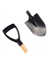 Tradineur - Pala de jardín con punta de hierro, mango de madera, asa de plástico para cavar, quitar nieve, trabajos de campo, la