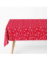 Mantel impermeable efecto textil 1,20 x 1,80 metros, diseño en rojo con motivos navideños, 100% higiénico, formato familiar para