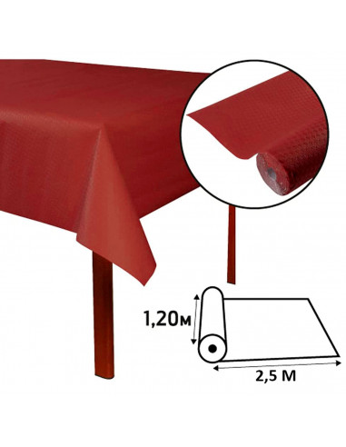 Mantel impermeable de papel, doble capa, rojo metalizado, 1,2 x 2,5 metros, rollo de mantel reciclable, recortable, decoración f
