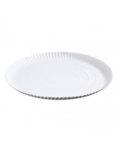 Bandeja de cartón redonda blanca con blonda roja, diámetro 34,5 cm, fuente reciclable para pasteles con encaje de papel, especia