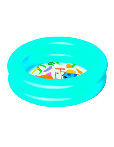 Tradineur - Piscina hinchable redonda infantil, 20 litros, vinilo resistente, pared de doble anillo, jardín, patio, fácil de mon