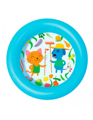 Tradineur - Piscina hinchable redonda infantil, 20 litros, vinilo resistente, pared de doble anillo, jardín, patio, fácil de mon
