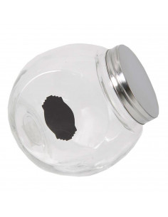Bote de vidrio transparente 2100 ml, dos posiciones, tarro con tapa de rosca metálica 18 x 18 x 12,5 cm, frasco, recipiente incl