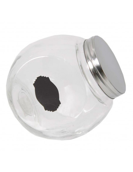 Bote de vidrio transparente 2100 ml, dos posiciones, tarro con tapa de rosca metálica 18 x 18 x 12,5 cm, frasco, recipiente incl