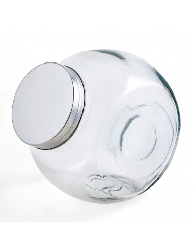 Bote de vidrio transparente 2100 ml, dos posiciones, tarro con tapa de rosca metálica 18 x 18 x 12,5 cm, frasco, recipiente incl