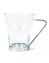 Set de 6 tazas de vidrio con asa metálica 230 ml, juego, pack de tazas para desayuno, café, té, 9,5 x 8,4 cm, resistentes y dura