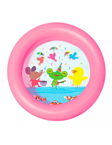 Tradineur - Piscina hinchable redonda infantil, 20 litros, vinilo resistente, pared de doble anillo, jardín, patio, fácil de mon