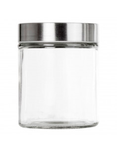 Bote de cristal multiusos redondo con tapa metálica 650 ml, recipiente, tarro de almacenamiento para guardar alimentos, galletas