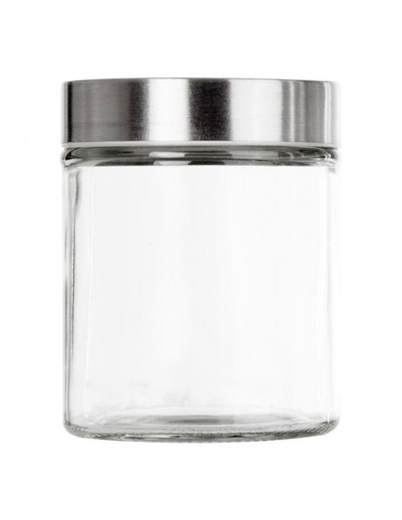 Bote de cristal multiusos redondo con tapa metálica 650 ml, recipiente, tarro de almacenamiento para guardar alimentos, galletas